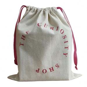 Sac à poussière en coton biologique personnalisé avec logo, cordon de serrage, sac de shopping en toile recyclable pour sac à main, impression sérigraphique, utilisation pour vêtements - Product Image 1