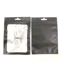 Emballage transparent mat, couleur rose ou noir, pochette en plastique avec fermeture éclair, emballage pour porte-clés