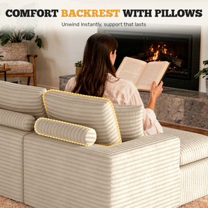 Canapé modulaire convertible écologique en velours, sectionnel carré, sièges profonds, emballé sous vide, design surdimensionné, oreillers inclus pour - Product Image 5