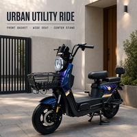 Vélo électrique urbain fabriqué en Chine, scooter électrique 60V avec panier avant, batterie au plomb-acide, freins doubles, vente en gros OEM ODM