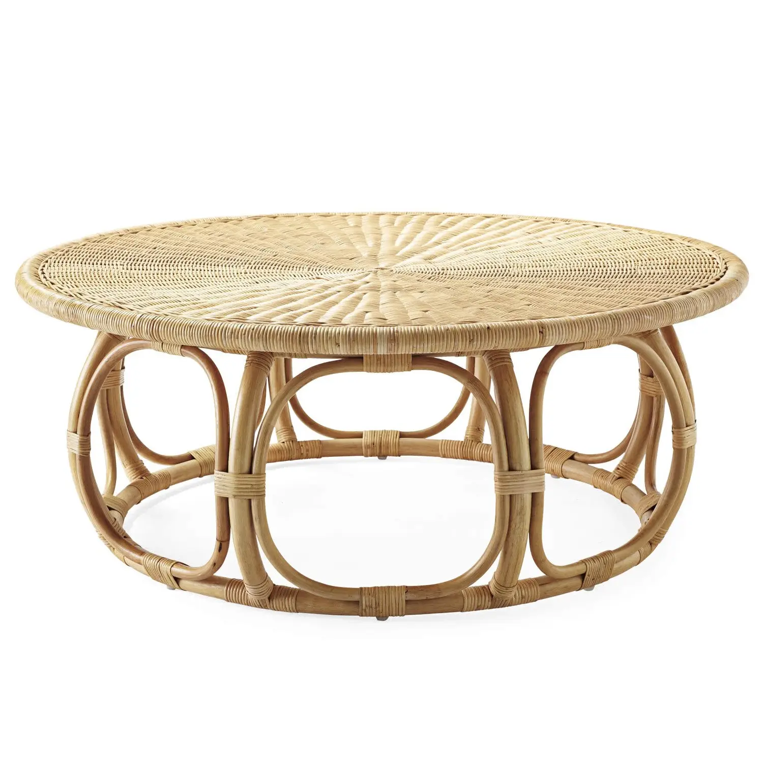 Table d'appoint en rotin naturel artisanal, Table basse ronde, Vintage, pour salon, décoration, Vietnam, grossiste