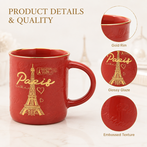 Tasses en céramique colorées souvenirs de Paris avec motif <span class=keywords><strong>Tour</strong></span> <span class=keywords><strong>Eiffel</strong></span>, cadeau touristique de ville, tasse personnalisée sur mesure OEM/ODM en gros - Product Image 3