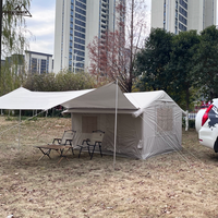 Tente de camping gonflable imperméable et coupe-vent OEM/ODM, 7 m², tente de camping Air House avec auvent