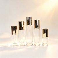 Flacon compte-gouttes transparent doré de 5 ml, 10 ml, 15 ml, 30 ml, 50 ml pour soins de la peau, huiles essentielles corporelles