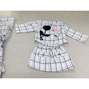 ชุดเดรสเด็กผู้หญิง<span class=keywords><strong>2</strong></span>ชิ้นเสื้อแจ็กเก็ตลายสก็อตคอกลมลายดอกกุหลาบ + กระโปรงสั้นสำหรับฤดูใบไม้ผลิฤดูใบไม้ร่วง - Product Image 2