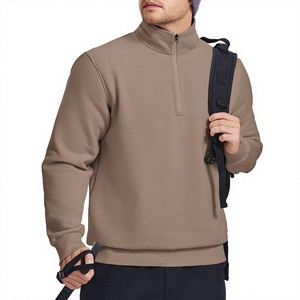 Sweat-shirt à col zippé pour homme, doublure en polaire douce, pull à demi-zip, haut décontracté chaud, coupe confortable pour les activités quotidiennes en hiver - Product Image 3