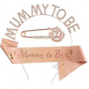 Mommy <strong>Mum</strong> <strong>to</strong> <strong>Be</strong> Baby Sash Footprint Blue Boy Girl Baby Shower Decoration Sash Newborn Party Decoration Pregnant Mom Favor Gift - Product Image 3
