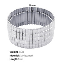 Gelang Kotak Minimalis Warna Tahan Luntur Baja Titanium Lapis Emas 18K Rantai Kuba Logam Rantai Tangan Fashion untuk Pemakaian Sehari-hari
