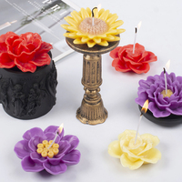 DM881 Lotus Rose Azalée Chrysanthème Camellia Hibiscus Mutabilis Pivoine Fleur Forme Bougie Silicone Moule pour DIY