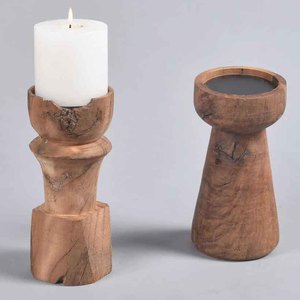 Soportes de velas de madera de mango rústico Natural de Venta caliente para centros de mesa de boda decoración hecha a mano Vintage soportes de velas de Acacia - Product Image 2