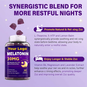 Gummies de mélatonine 30mg à marque privée OEM, Gummies pour le sommeil à force maximale avec <span class=keywords><strong>magnésium</strong></span>, <span class=keywords><strong>B6</strong></span>, GABA et mélange botanique pour le soutien du sommeil - Product Image 5