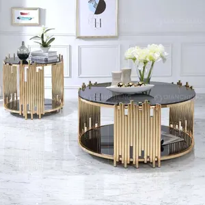 Производитель Foshan Наборы мебели для гостиной Металлические центральные столы Современный роскошный журнальный столик