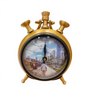 Vintage Traditional Roman Numeral Analog Quartz Metal Desk Table <b>Clock</b> Gift Box for Living Room Home Decor - Product Image 1