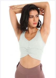 เสื้อกล้ามครอปท็อปผู้หญิงไซส์ใหญ่ คอวี แบบรัดรูป สำหรับโยคะและออกกำลังกาย รุ่นเซ็กซี่ สีนู้ด ปี 2022 ขายส่ง - Product Image 5