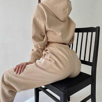 Ensemble de survêtement pour femmes, jogging 2 pièces OEM, pantalon de survêtement ample, 100% coton, épais, lourd, ensemble de sweat-shirt