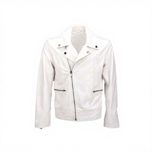 Stylish Phoenix Design <b>Men's</b> Premium Vegetable Tanned Leather <b>Biker</b> <b>Jacket</b> White Fashionable Winter Statement Breathable - Product Image 1