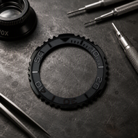H&T HT-C007-007 Insert de lunette de plongée en céramique mate de 38 mm avec chiffres en relief, pièces de montre à biseau