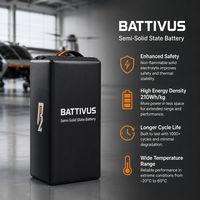 Batterie à semi-conducteurs longue durée 12S 14S, série 12Ah-30Ah 52.2V 60.9V, haute tension, pour drones commerciaux de cartographie et VTOL