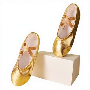 Zapatos de Ballet Profesionales de Alta Calidad al por Mayor, Parte Superior de PU, Forro de Algodón, Suela de Cuero Genuino para Mujer - Product Image 2