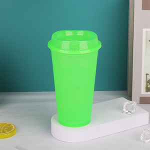 2025 mùa hè xu hướng mới cafe 16oz long lanh soda có thể tái sử dụng PP nhựa bong bóng trà cốc cà phê cốc có nắp - Product Image 5