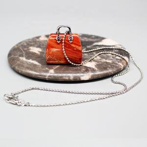 Instagram Vente à Chaud Cristal Naturel Quartz Rose <span class=keywords><strong>Améthyste</strong></span> Aventurine Mini Sac À Main Charme Pendentif Collier Bijoux - Product Image 4