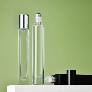 10ml Empty Square <strong>Roller</strong> Glass <strong>Perfume</strong> Bottles Essential Oil Glass Roll on Bottle With Gold/Silver/Black Aluminum Lid - Product Image 3