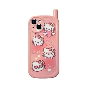 Hello Cute Kitty Classic Retro Antenne Telefoonhoesje Voor Iphone 11 12 13 Pro Max X Xs Xr 7 8 Plus Schokbestendige Beschermhoes
