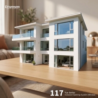 Fenêtre fixe en alliage d'aluminium à ouverture vers l'extérieur, design minimaliste moderne pour bâtiment résidentiel