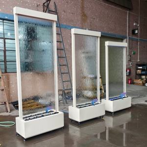 Fuente de agua de vidrio texturizado transparente, cascada de suelo con tamaño personalizado, pared de agua con pantalla. - Product Image 2