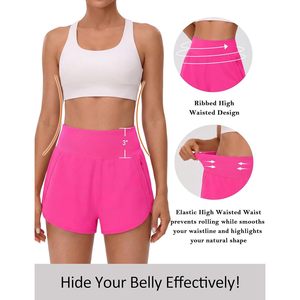 Pantalones cortos deportivos FOXA para mujer, de cintura alta, para correr, hacer ejercicio, gimnasio, deportes, secado rápido, con bolsillo con cremallera - Product Image 3