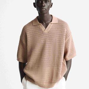 Camiseta Polo de Hombre Personalizada con Logotipo, de Alta Calidad, Tejida en Crochet, con Malla Hueca, Tallas Grandes - Product Image 2