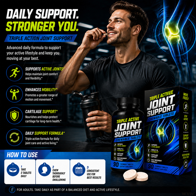 Triple Active Joint Support Chewable Tablets Glucosamine Promotes Joint comfort & Flexibility Joint Nutrition Supplement