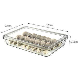 Boîte à raviolis rectangulaire transparente 32x22x5,5cm avec couvercle à clip, récipient de stockage alimentaire hermétique et congelable pour la cuisine - Product Image 1
