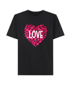 T-Shirt Unisex con Cuore Floreale, Vestibilità Regolare, Manica Corta, Collo Tondo, 100% Cotone Jersey, per San Valentino, Casual, Primavera Estate - Product Image 1
