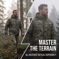 Veste tactique unisexe à capuche imperméable camouflage avec fermeture éclair longue, modèles tendance, stock d'usine disponible, logo personnalisable