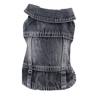 Four Seasons Pet Clothes Wholesale Dog Jeans Jacket Black Scratch Grain Denim Dog Vest coat Clothing