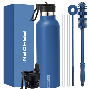 600ml/<b>750ml</b>/1000ml Leak-Proof Vacuum Insulated Stainless Steel Tumbler Double-Walled Sports <b>Water</b> <b>Bottle</b> for Camping Hiking - Product Image 1