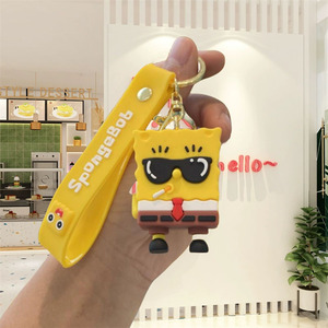 Joli porte-clés 3D en PVC de dessin animé <span class=keywords><strong>Bob</strong></span> l'éponge, pendentif <span class=keywords><strong>Patrick</strong></span> Star rose en caoutchouc pour voiture, sac, cadeau pour couples - Product Image 4