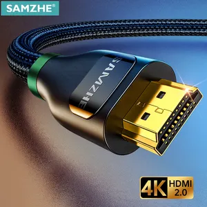 كابل SAMZHE مطلي بالذهب ثلاثي الأبعاد عالي الدقة 4K إلى 4K HD كابل HDMI متوافق مع HDTV XBOX PS4 سلك كمبيوتر متوافق مع HDMI