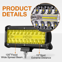 Barre de lumière de travail Led 120W de 7 pouces, lumière de conduite de voiture pour camion tout-terrain 4Wd 4X4 Uaz Suv Atv moto rampe 12V 24V Auto Led lama