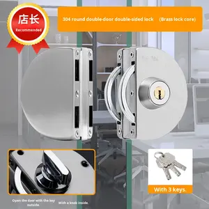 <span class=keywords><strong>Cerradura</strong></span> <span class=keywords><strong>para</strong></span> <span class=keywords><strong>Puerta</strong></span> de Vidrio de Edificio <span class=keywords><strong>para</strong></span> Puertas Corredizas Dobles, Sin Necesidad de Perforación, Diseño sin Marco, Instalación con Tornillos - Product Image 6