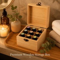 Boîte à Huiles Essentielles en Bois Personnalisée de Luxe avec Logo, 9 Compartiments, Boîte de Rangement en Bois de Pin Naturel, Organisateur Premium pour Huiles d'Aromathérapie