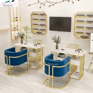 Modern luxury beauty nail salon equipment furniture durable material manicure table and chair set