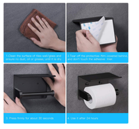 Porte-papier toilette auto-adhésif Sondoly avec étagère pour téléphone, porte-rouleau de papier toilette mural en acier inoxydable