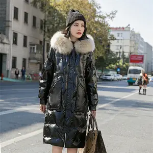 YQ227 free shipping russia jackets big size oversized coat genuine big fox fur collar puffer winter duck down coat women jacket