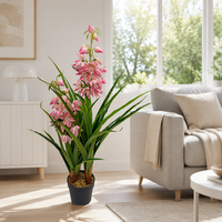 Tanaman Fuchsia Buatan Modern 90cm 3Ft Tinggi Bunga Kain Premium Daun PEVA Ramah Lingkungan Pohon Pot Dekorasi Rumah Kantor