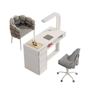 Ensemble table et chaise multifonctionnel pour salon de manucure, économique, table de manucure simple/double, style crème, luxe léger - Product Image 5