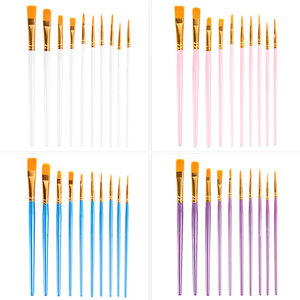 Lot de 10 pinceaux à poils en nylon avec manche en plastique pour <span class=keywords><strong>peinture</strong></span> à l'huile, acrylique et artistique - Product Image 3