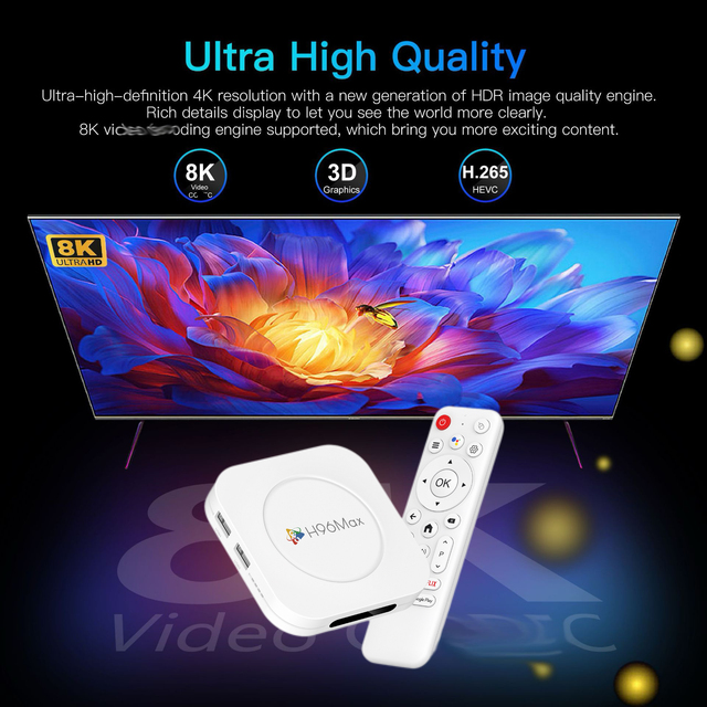 H96 Max Plus M1 Android 14 TV Box 8K Streaming RK3528 8K Strong Internet Box Supports Bt Voice Remote Control Media Player
