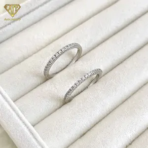 Diskon besar cincin tumpukan penuh Pave perhiasan berlapis emas kecil cincin tali tipis zirkonia kubik halus